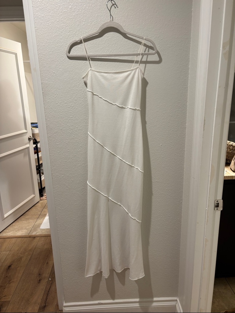 Princess Polly White Diagonal Ruffle Slip Maxi Dress